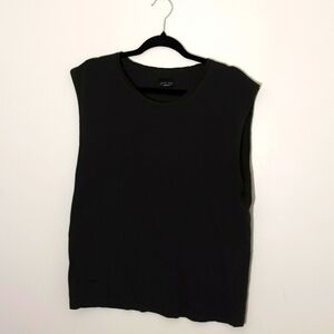 Zara| Dark Gray Tank Top Abstract With Red Pattern On Back